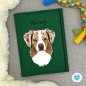 Preview: Dokumentenhülle dunkelgrün Designbeispiel Australian Shepherd red merle